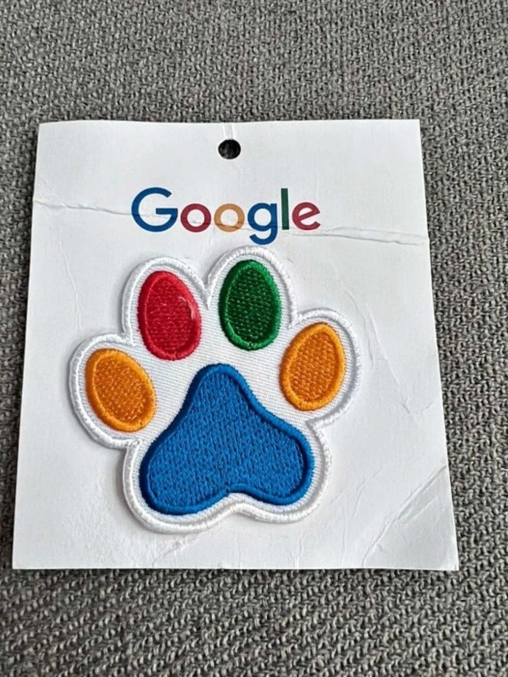 Google Logo Embroidered Paw Print Iron-On Patch Applique - Colorful Brand Collec